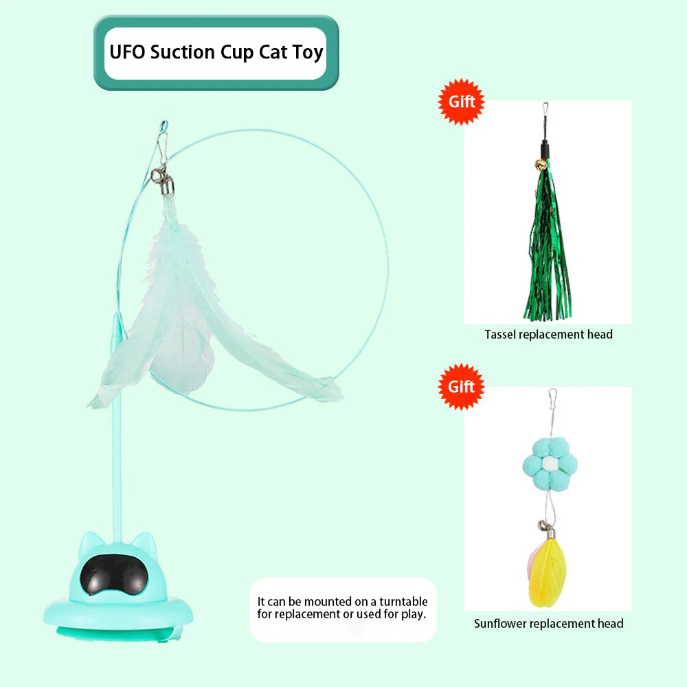 Juguete para gatos con ventosa y plumas Antiestrés